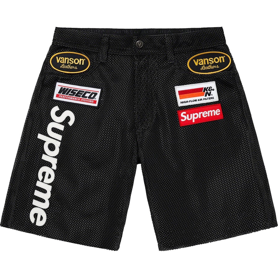Details on Supreme Vanson Leathers Cordura Mesh Short Black from spring summer 2022 (Price is $468)