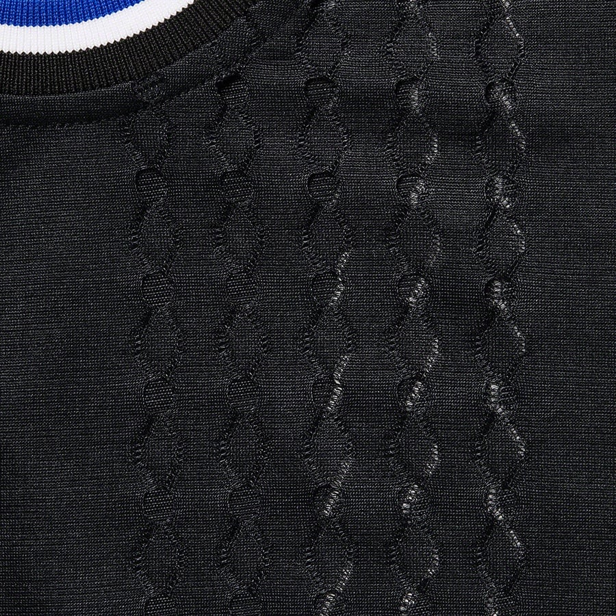 Details on Perforated Stripe Warm Up Top Black from spring summer
                                                    2022 (Price is $78)