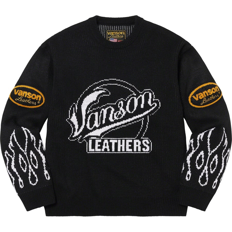 Details on Supreme Vanson Leathers Sweater Black from spring summer
                                                    2022 (Price is $198)