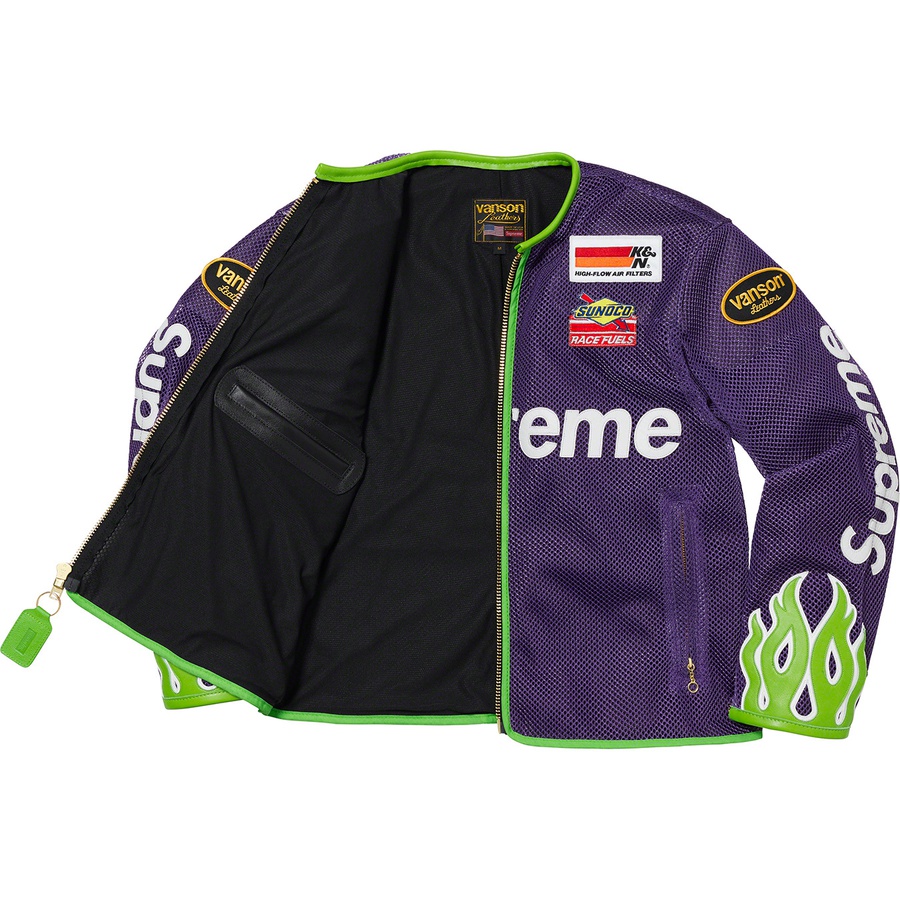 Details on Supreme Vanson Leathers Cordura Mesh Jacket Purple from spring summer 2022 (Price is $898)