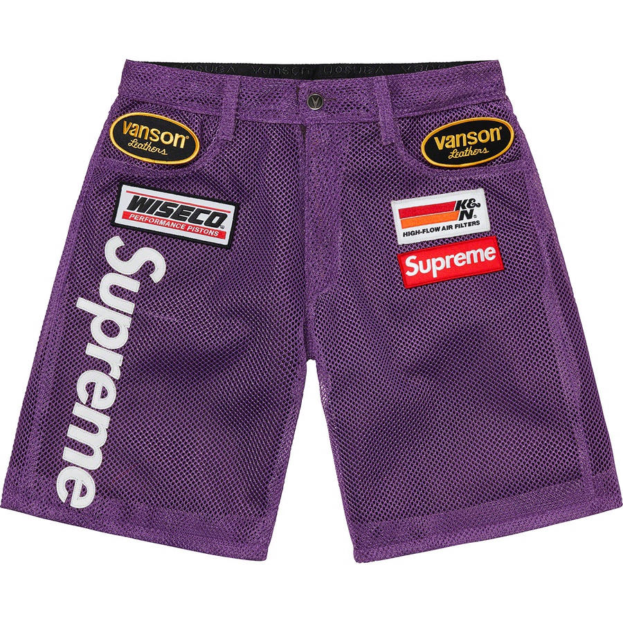 Details on Supreme Vanson Leathers Cordura Mesh Short Purple from spring summer
                                                    2022 (Price is $468)