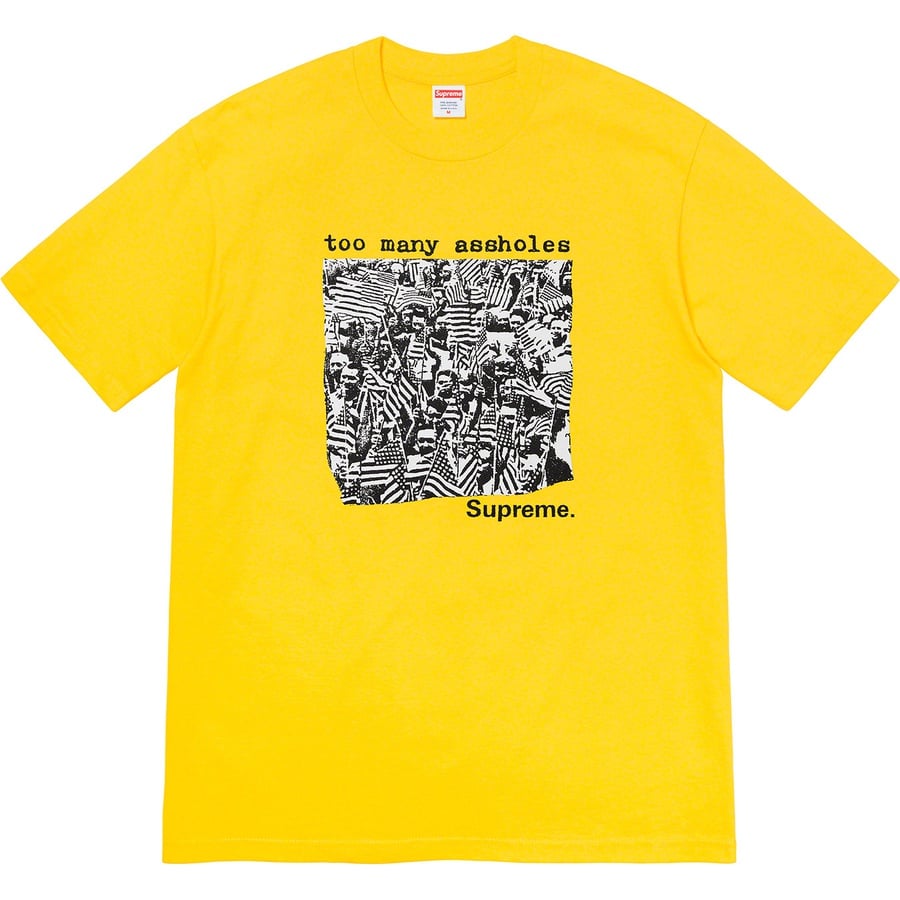 Details on Too Many Assholes Tee Yellow from spring summer
                                                    2022 (Price is $40)