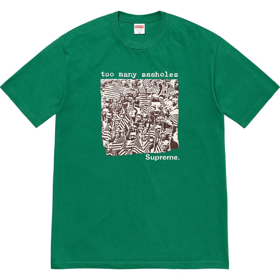 Details on Too Many Assholes Tee Light Pine from spring summer 2022 (Price is $40)