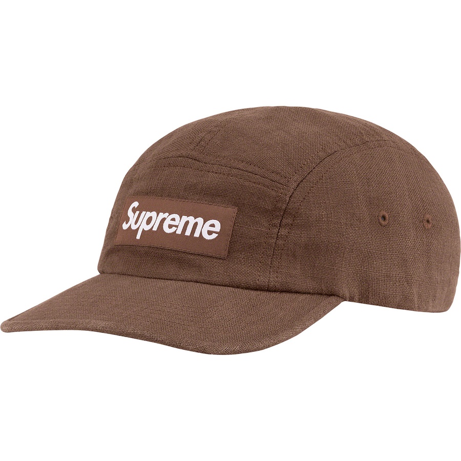 Details on Linen Fitted Camp Cap Brown from spring summer 2022 (Price is $54)