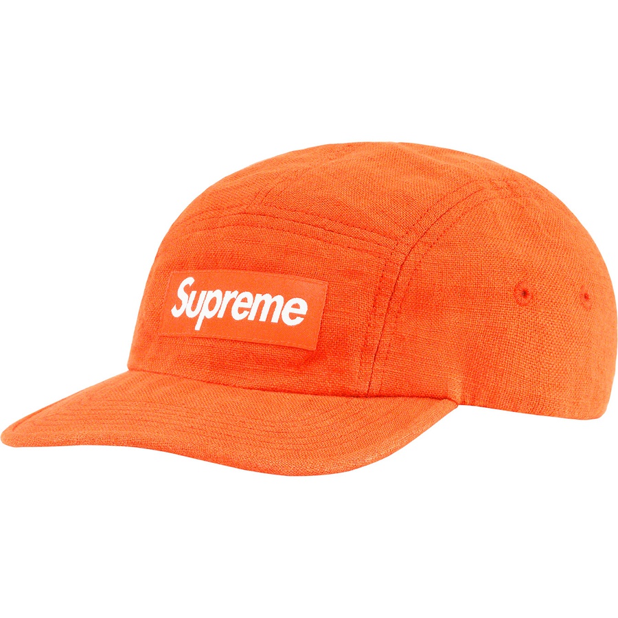 Details on Linen Fitted Camp Cap Neon Orange from spring summer 2022 (Price is $54)