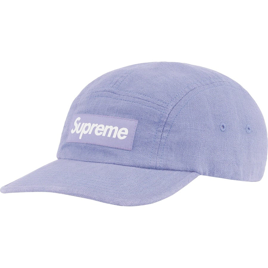 Details on Linen Fitted Camp Cap Light Blue from spring summer 2022 (Price is $54)