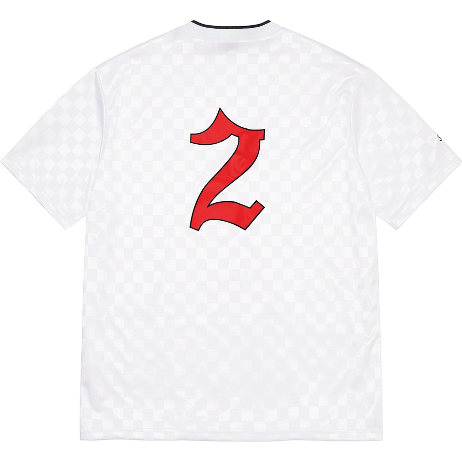 Details on Supreme Umbro Soccer Jersey White from spring summer
                                                    2022 (Price is $110)