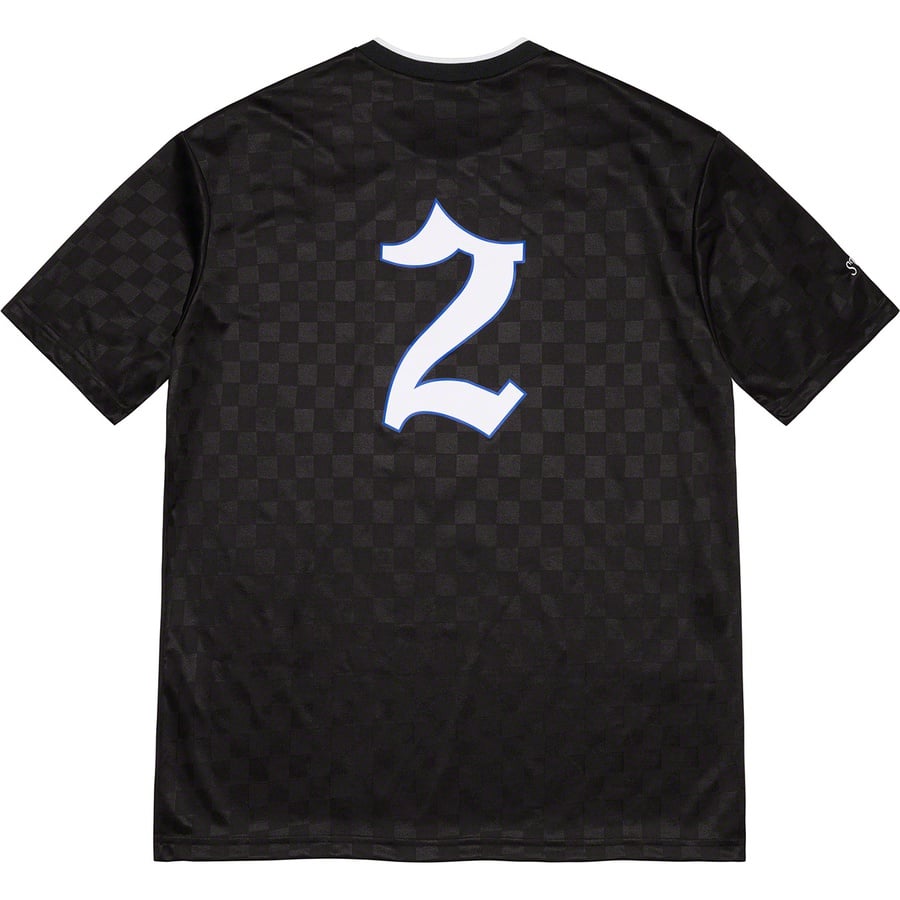 Details on Supreme Umbro Soccer Jersey Black from spring summer
                                                    2022 (Price is $110)