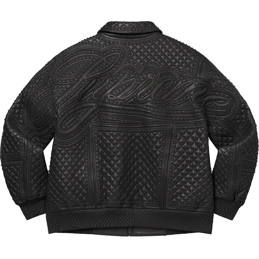Details on Studded Quilted Leather Jacket Black from fall winter 2022 (Price is $1198)