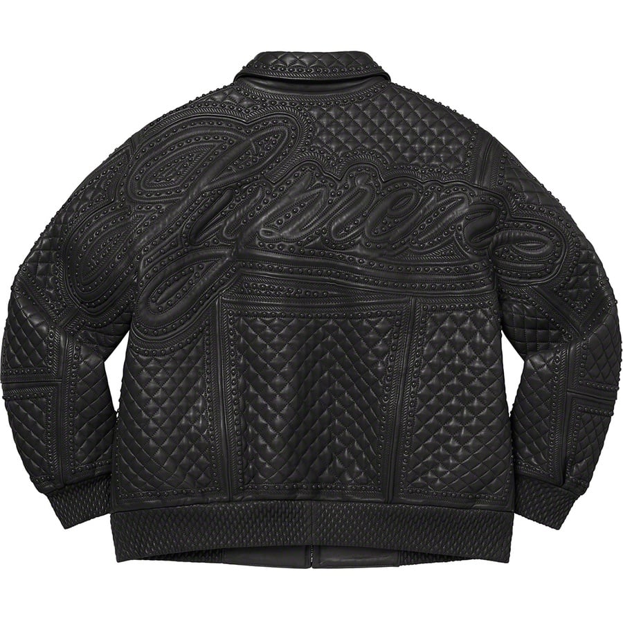 Details on Studded Quilted Leather Jacket Black from fall winter
                                                    2022 (Price is $1198)