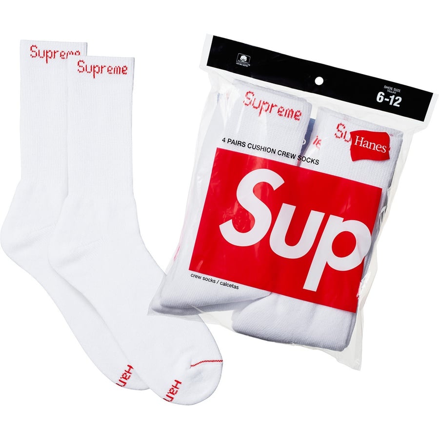 Details on Supreme Hanes Crew Socks (4 Pack) White from fall winter
                                                    2022 (Price is $24)