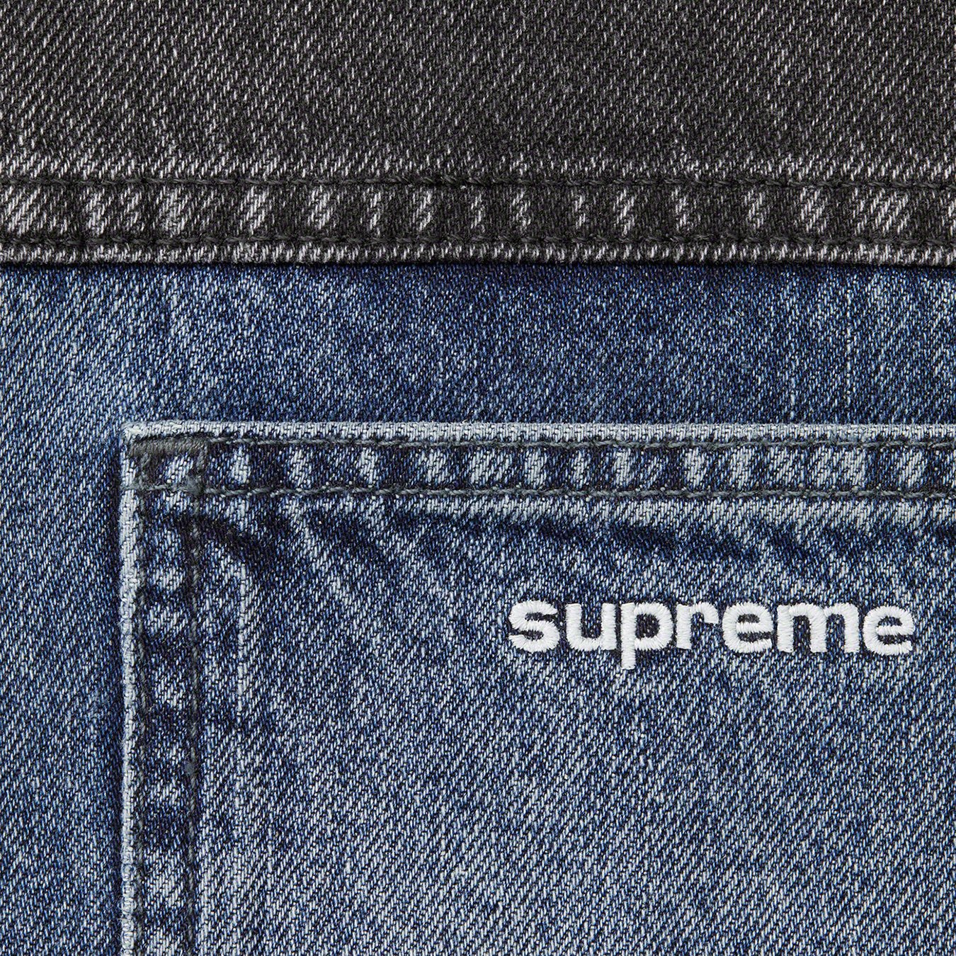 Supreme 2-Tone Paneled Jean 'Black