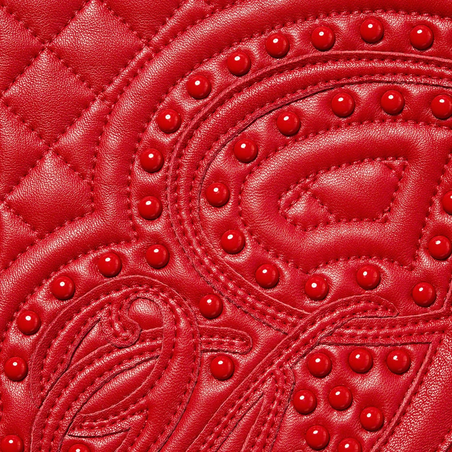 Details on Studded Quilted Leather Jacket Red from fall winter 2022 (Price is $1198)