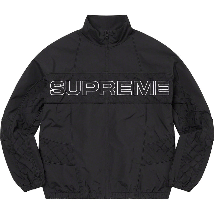 Details on Jacquard Panel Track Jacket Black from fall winter 2022 (Price is $168)