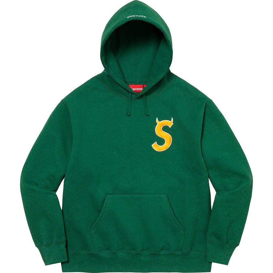 Details on S Logo Hooded Sweatshirt Dark Green from fall winter
                                                    2022 (Price is $158)