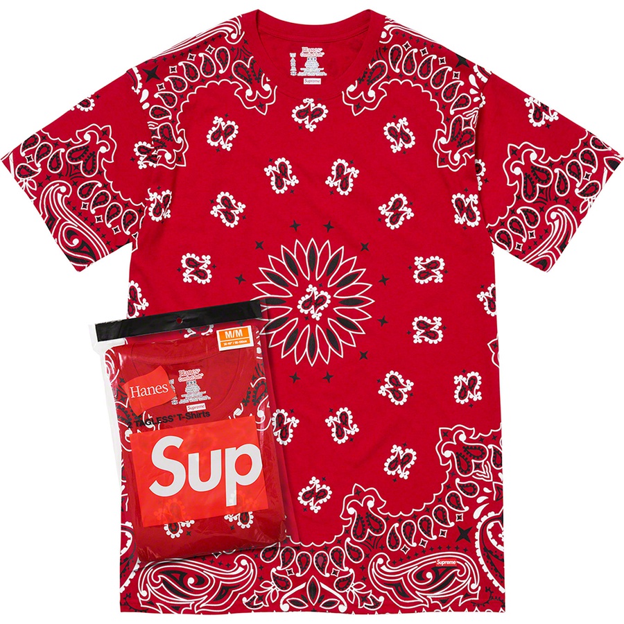 Details on Supreme Hanes Bandana Tagless Tees (2 Pack) Red from fall winter 2022 (Price is $34)