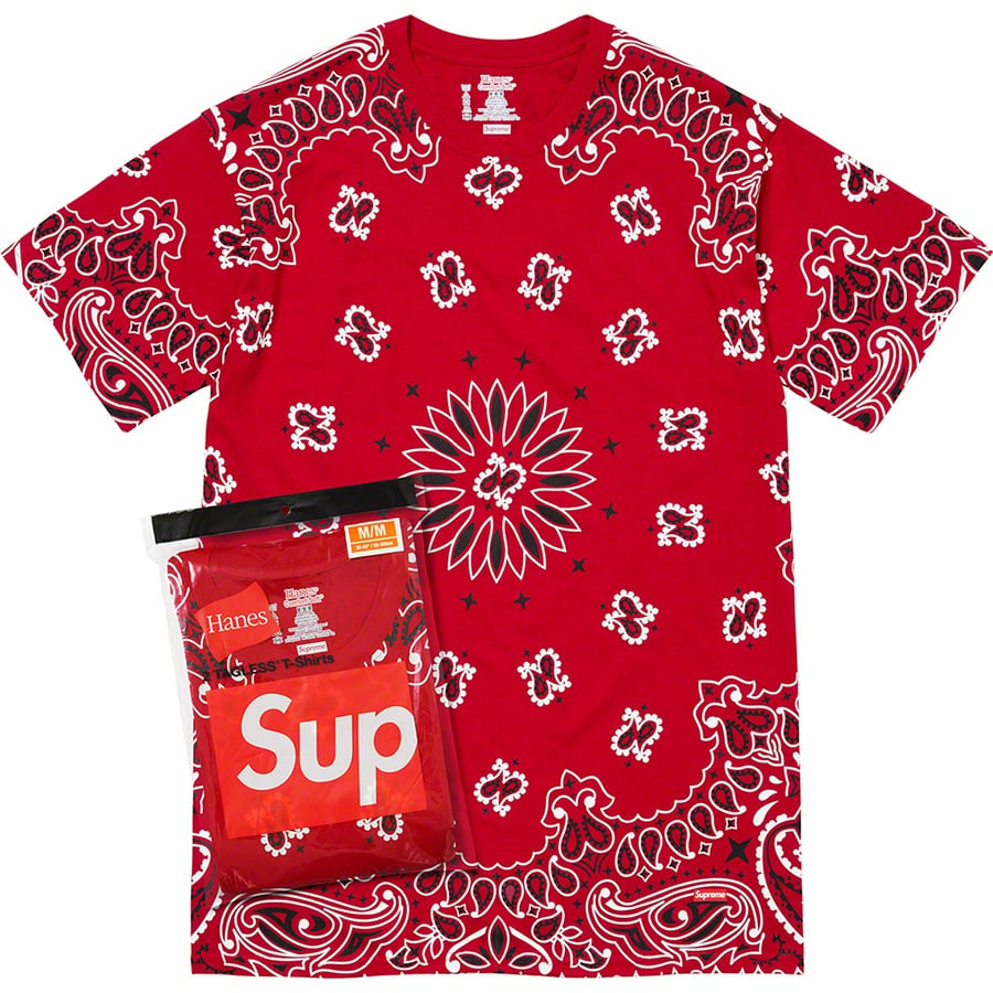 Details on Supreme Hanes Bandana Tagless Tees (2 Pack) Red from fall winter
                                                    2022 (Price is $34)