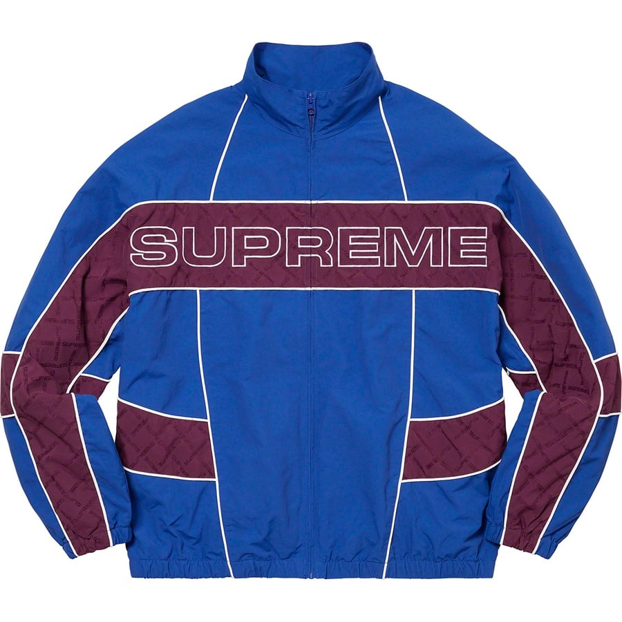 Details on Jacquard Panel Track Jacket Royal from fall winter
                                                    2022 (Price is $168)