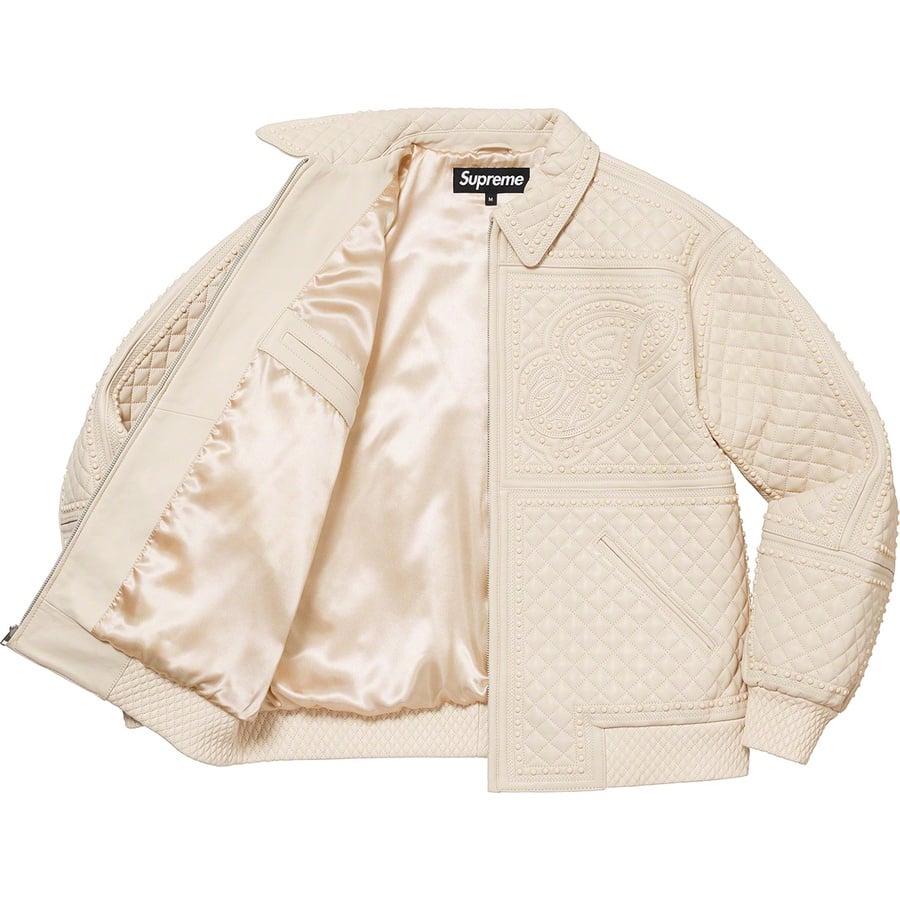 Details on Studded Quilted Leather Jacket White from fall winter
                                                    2022 (Price is $1198)