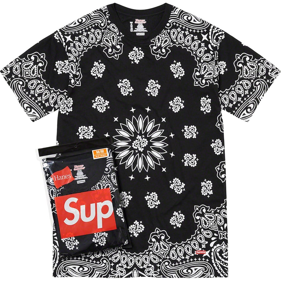 Details on Supreme Hanes Bandana Tagless Tees (2 Pack) Black from fall winter 2022 (Price is $34)