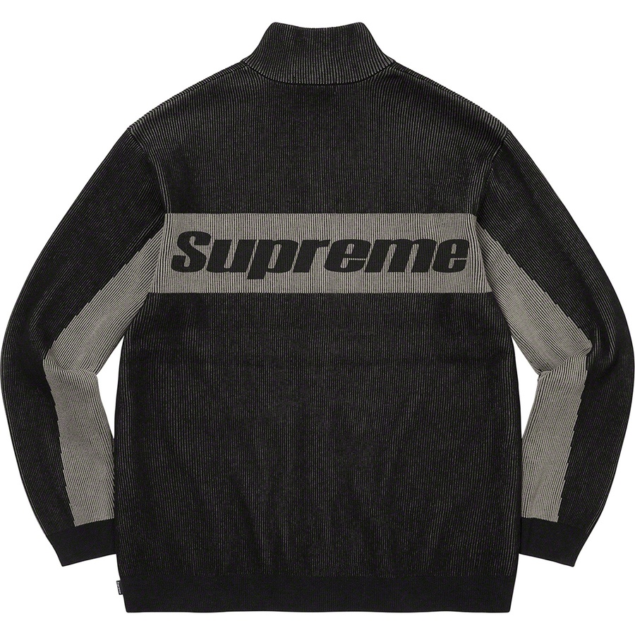 Details on 2-Tone Ribbed Zip Up Sweater Black from fall winter 2022 (Price is $188)
