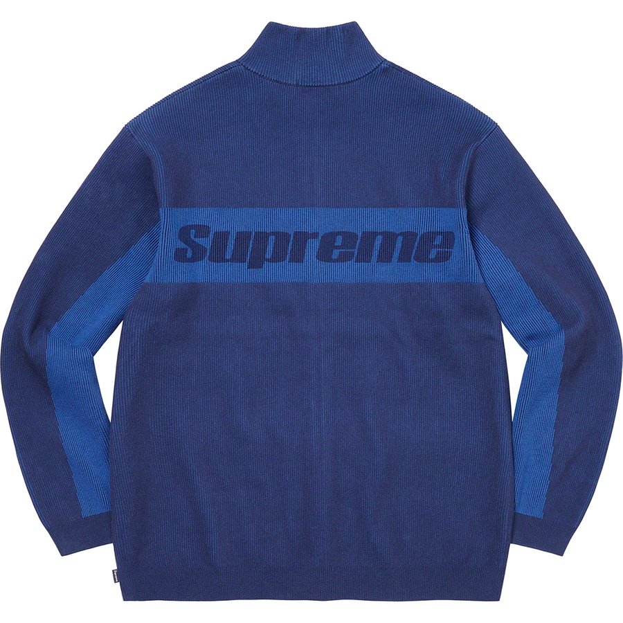 Details on 2-Tone Ribbed Zip Up Sweater Blue from fall winter 2022 (Price is $188)