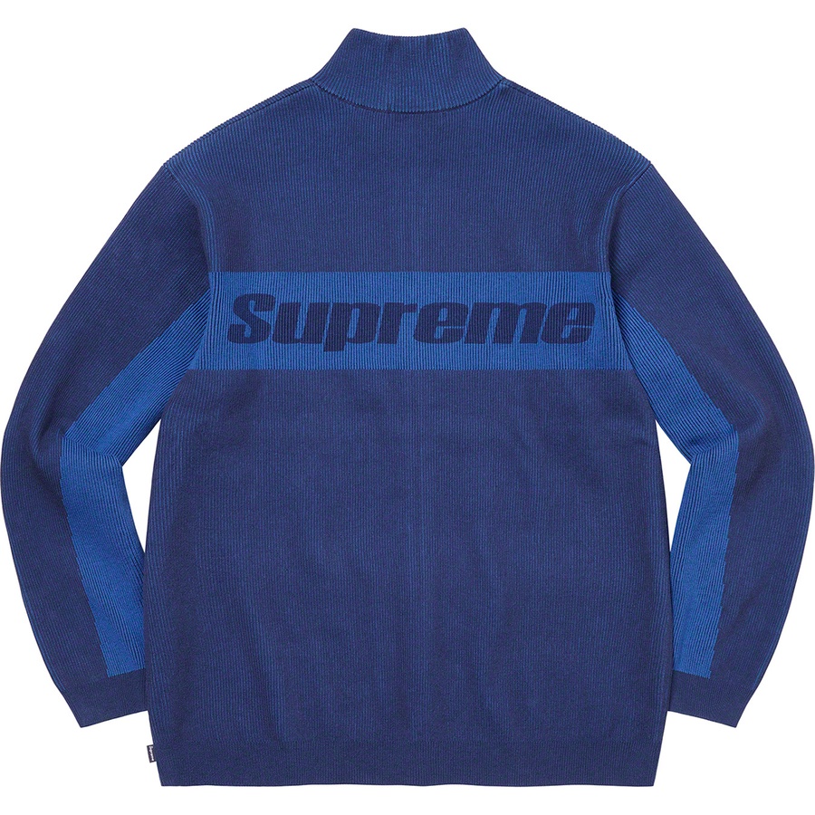 Details on 2-Tone Ribbed Zip Up Sweater Blue from fall winter
                                                    2022 (Price is $188)