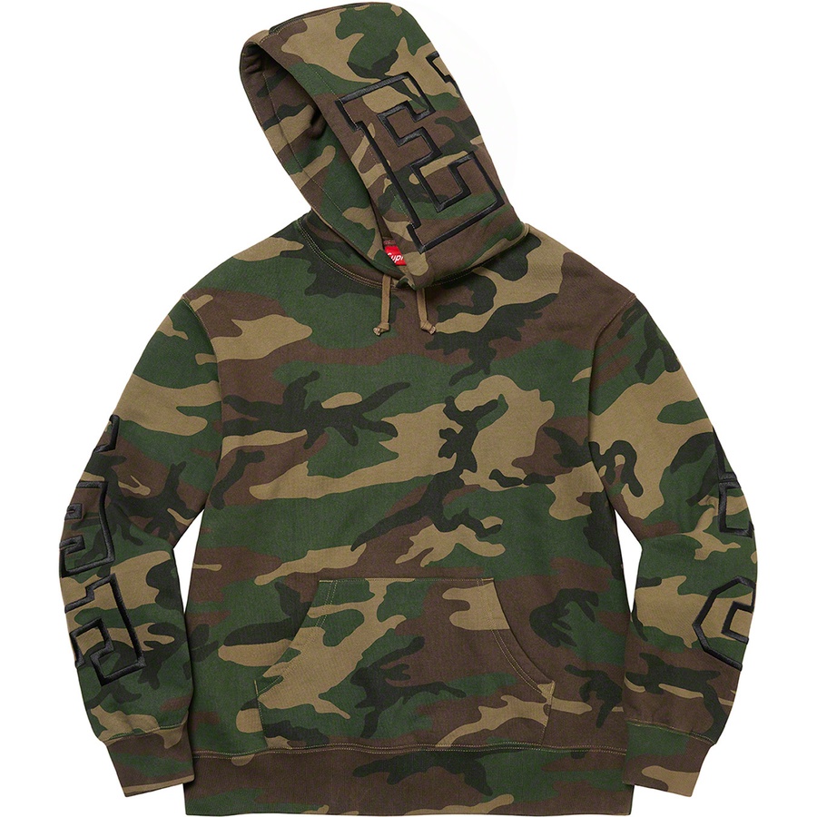 Details on State Hooded Sweatshirt Woodland Camo from fall winter 2022 (Price is $158)