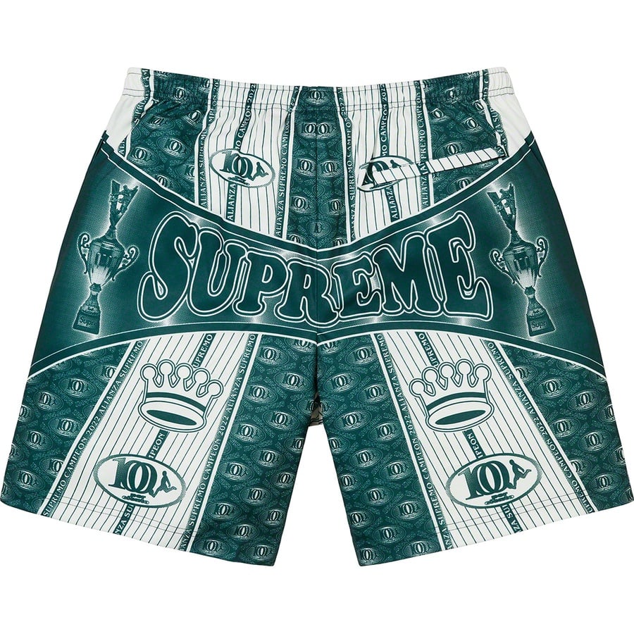 Details on Por Ciento Soccer Short Green from fall winter 2022 (Price is $98)