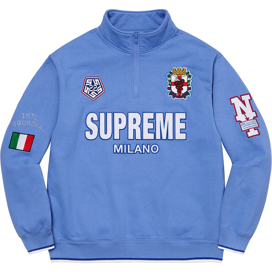 Details on Milano Half Zip Pullover Light Blue from fall winter 2022 (Price is $168)