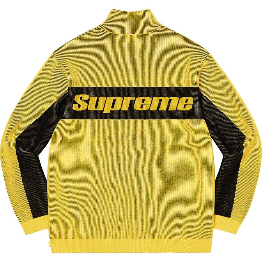 Details on 2-Tone Ribbed Zip Up Sweater Yellow from fall winter 2022 (Price is $188)