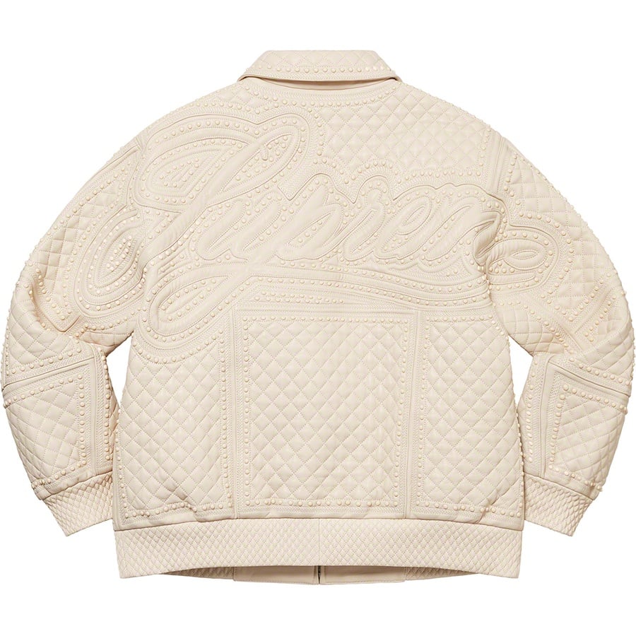 Details on Studded Quilted Leather Jacket White from fall winter 2022 (Price is $1198)