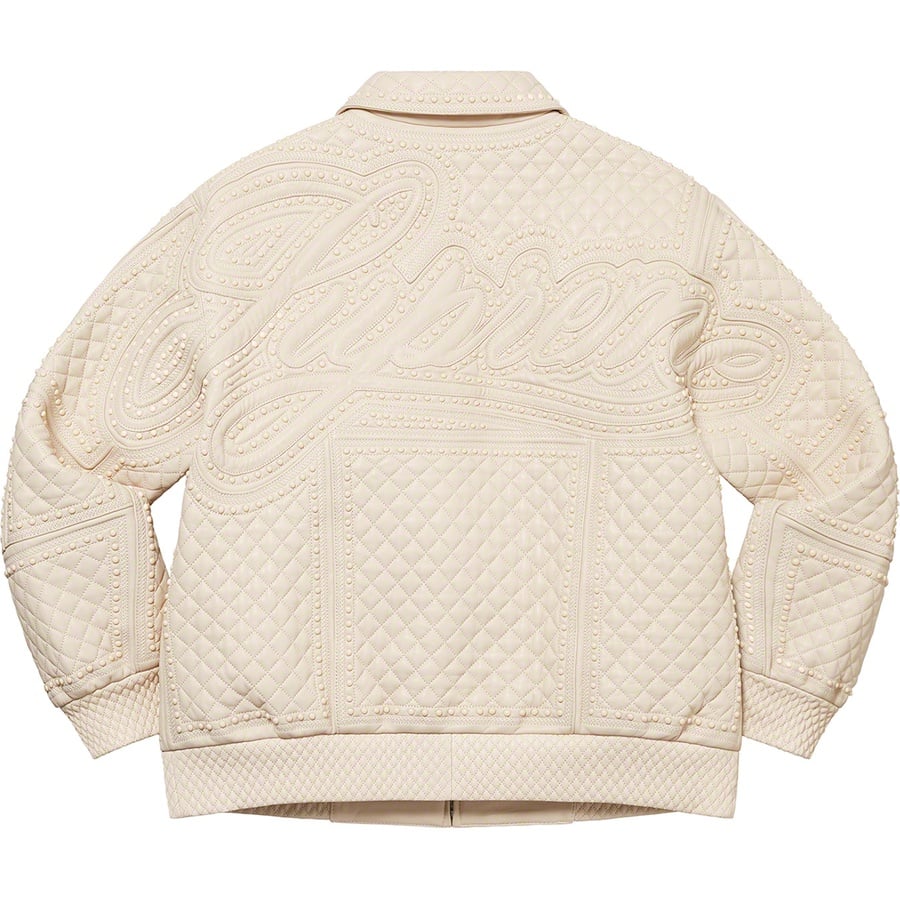 Details on Studded Quilted Leather Jacket White from fall winter
                                                    2022 (Price is $1198)