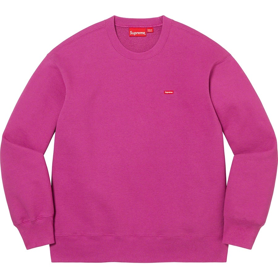Details on Small Box Crewneck Raspberry from fall winter 2022 (Price is $138)