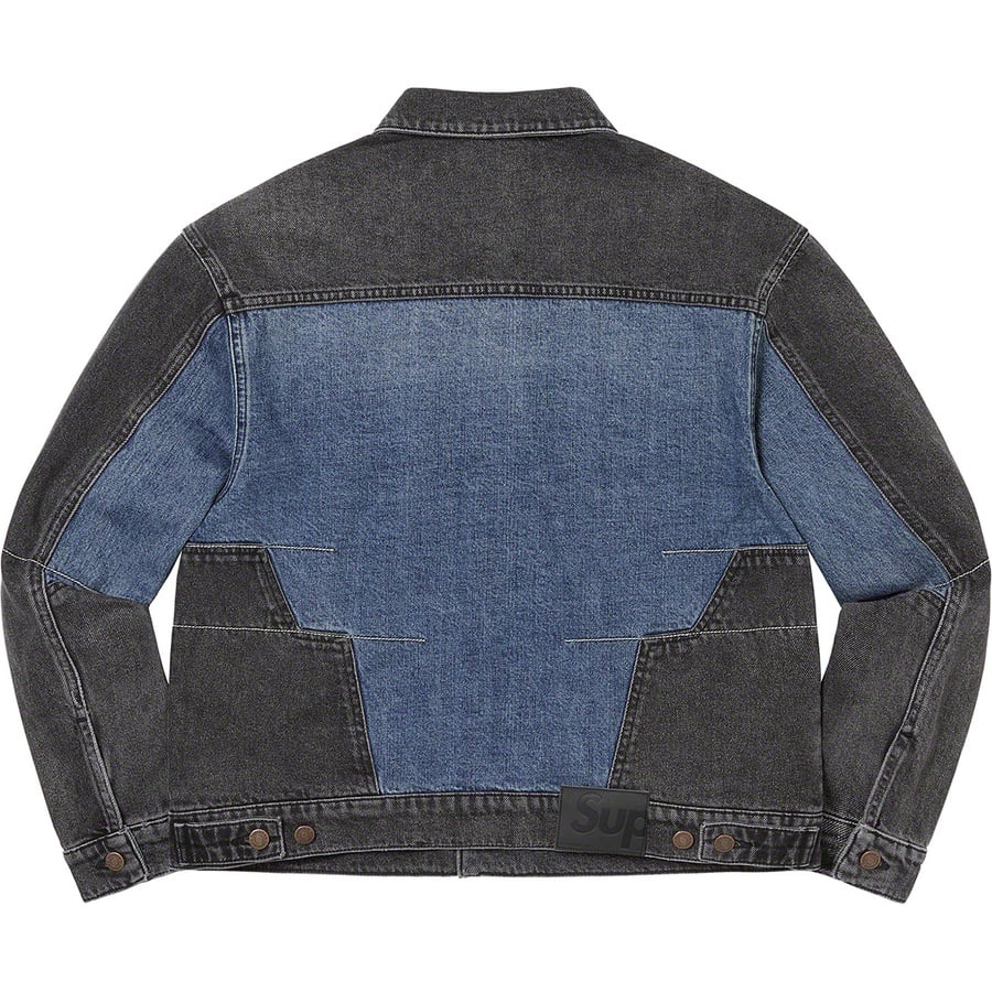 Details on 2-Tone Paneled Denim Jacket Black from fall winter
                                                    2022 (Price is $198)