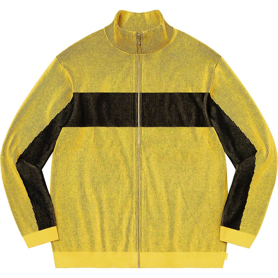Details on 2-Tone Ribbed Zip Up Sweater Yellow from fall winter 2022 (Price is $188)