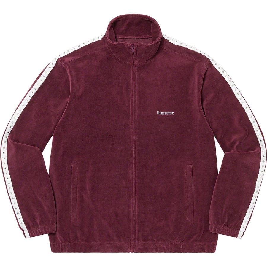 Details on Studded Velour Track Jacket Burgundy from fall winter
                                                    2022 (Price is $148)