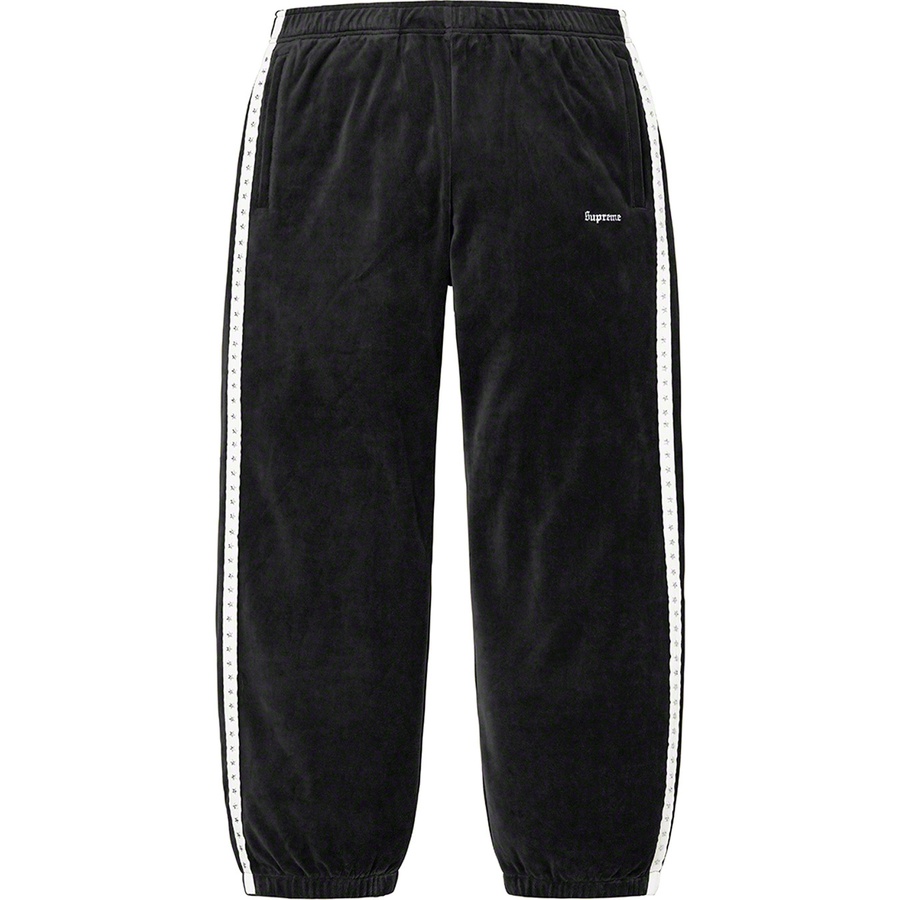 Details on Studded Velour Track Pant Black from fall winter
                                                    2022 (Price is $138)