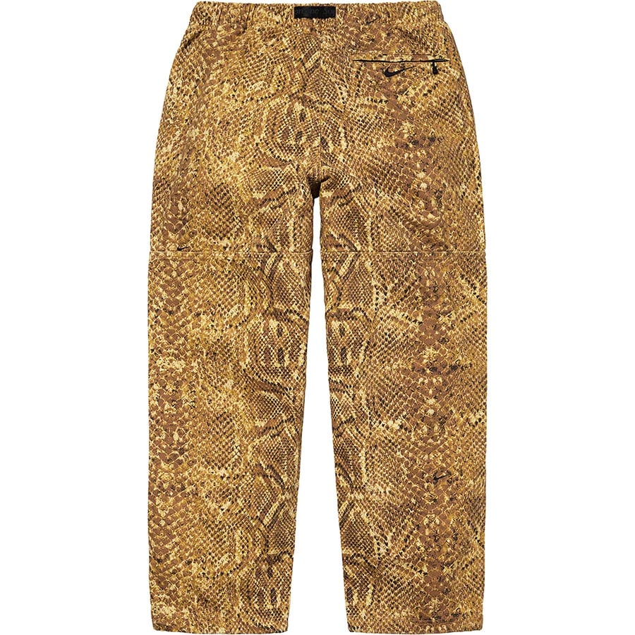 Details on Supreme Nike ACG Belted Denim Pant Gold Snakeskin from fall winter
                                                    2022 (Price is $198)