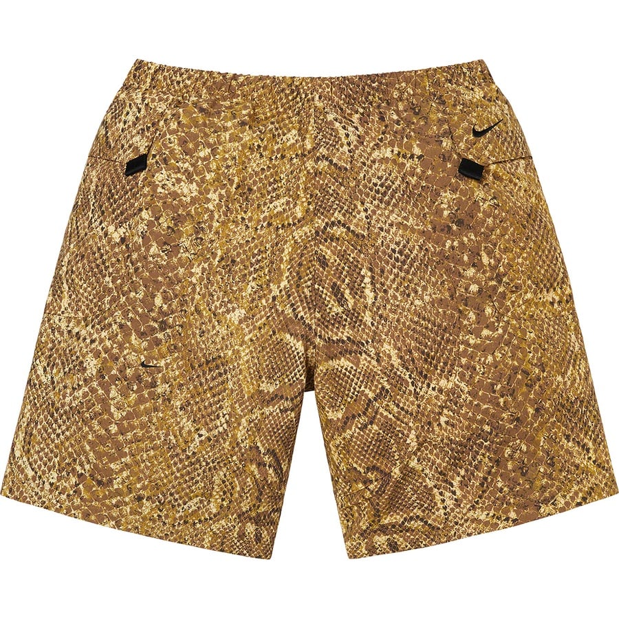 Details on Supreme Nike ACG Nylon Trail Short Gold Snakeskin from fall winter
                                                    2022 (Price is $138)