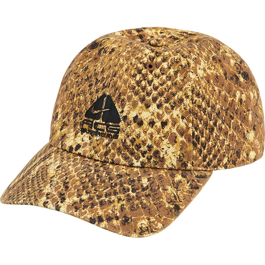 Details on Supreme Nike ACG Denim 6-Panel Gold Snakeskin from fall winter
                                                    2022 (Price is $48)