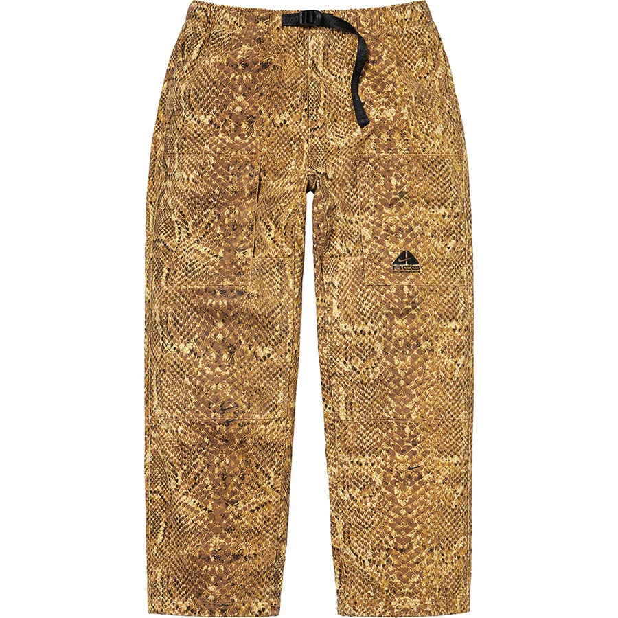 Details on Supreme Nike ACG Belted Denim Pant Gold Snakeskin from fall winter
                                                    2022 (Price is $198)