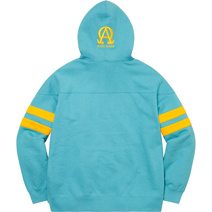 Details on US-NY Hooded Sweatshirt Light Aqua from fall winter 2022 (Price is $168)