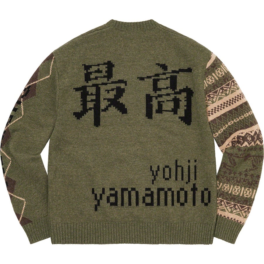 Details on Supreme Yohji Yamamoto TEKKEN™ Sweater Olive from fall winter
                                                    2022 (Price is $268)