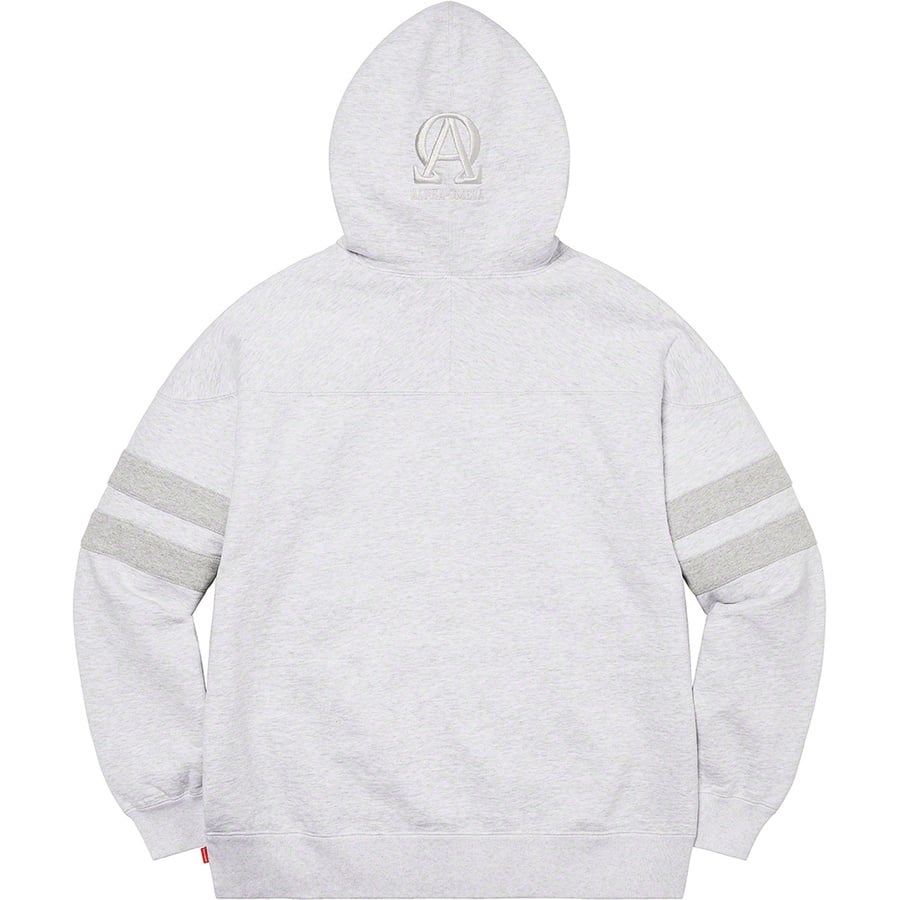 Details on US-NY Hooded Sweatshirt Ash Grey from fall winter 2022 (Price is $168)