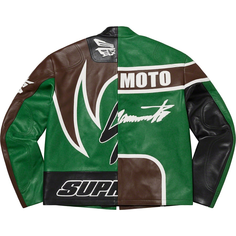 Details on Supreme Yohji Yamamoto Vanson Leathers Split Jacket Green from fall winter 2022 (Price is $2198)