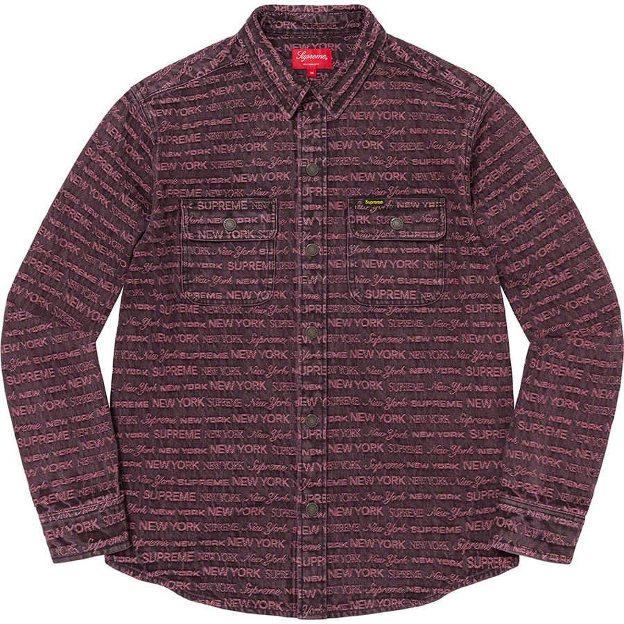Details on Multi Type Jacquard Denim Shirt Purple from fall winter 2022 (Price is $148)