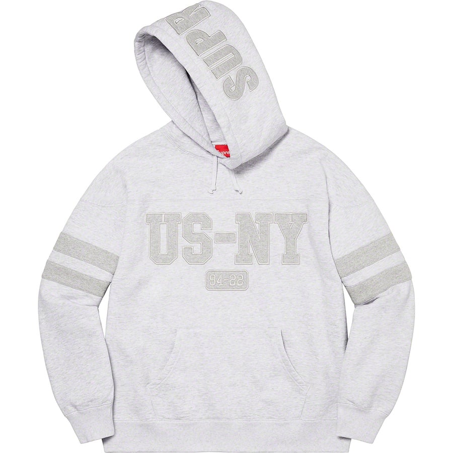 Details on US-NY Hooded Sweatshirt Ash Grey from fall winter
                                                    2022 (Price is $168)