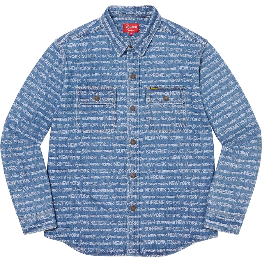 Details on Multi Type Jacquard Denim Shirt Blue from fall winter
                                                    2022 (Price is $148)