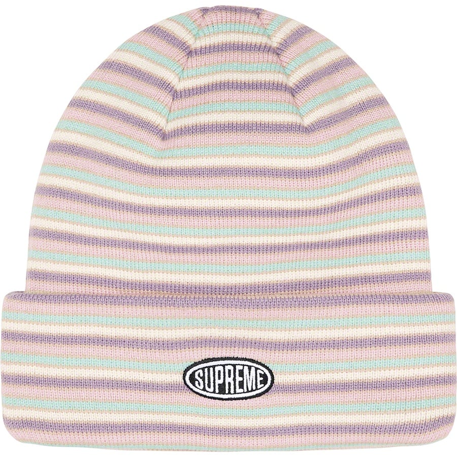 Details on Multi Stripe Beanie Purple from fall winter 2022 (Price is $38)